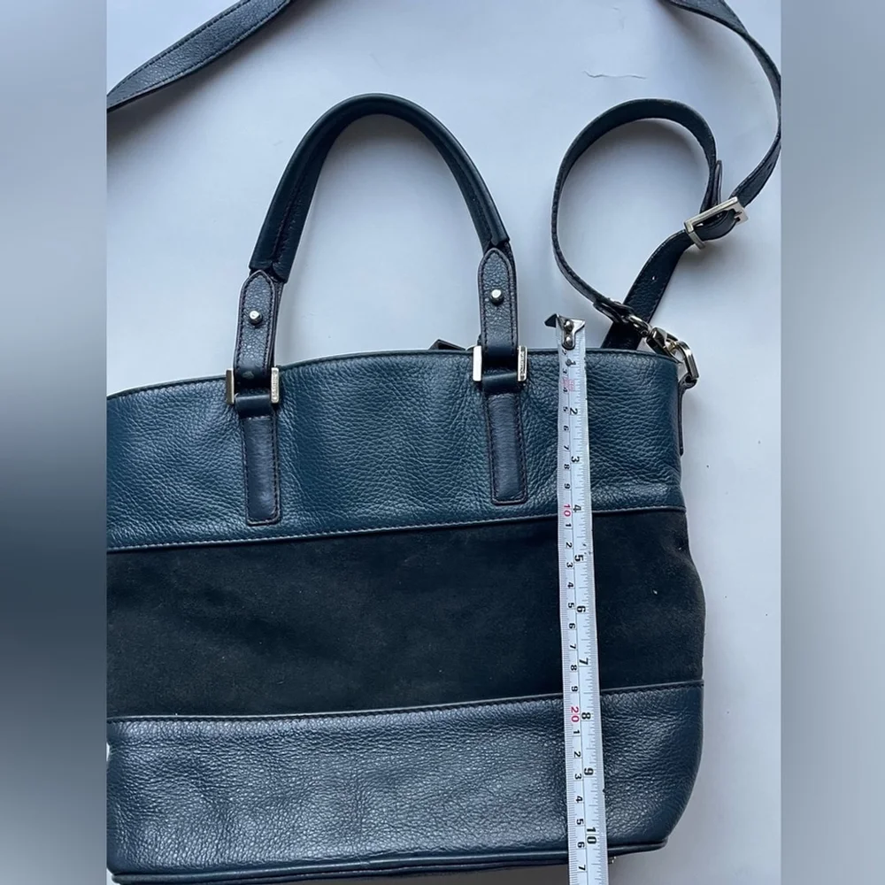 Gherardini Made in Italy Blue & Black Leather Suede Tote Bag